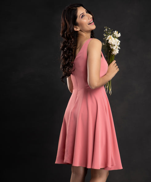 Pink Sweetheart Neck Mini Dress